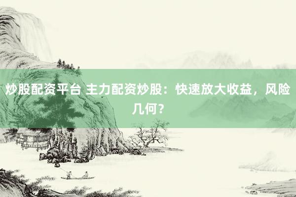 炒股配资平台 主力配资炒股：快速放大收益，风险几何？