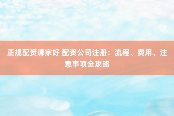 正规配资哪家好 配资公司注册：流程、费用、注意事项全攻略