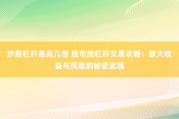 炒股杠杆最高几倍 股市加杠杆交易攻略：放大收益与风险的秘密武器