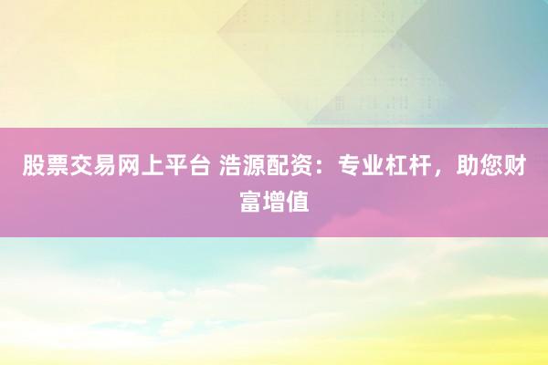 股票交易网上平台 浩源配资：专业杠杆，助您财富增值