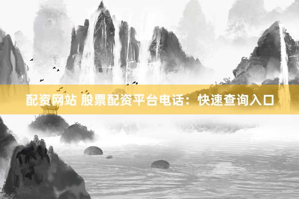 配资网站 股票配资平台电话：快速查询入口