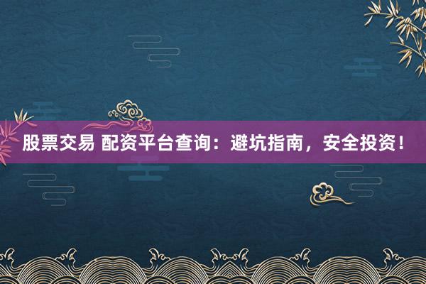 股票交易 配资平台查询：避坑指南，安全投资！