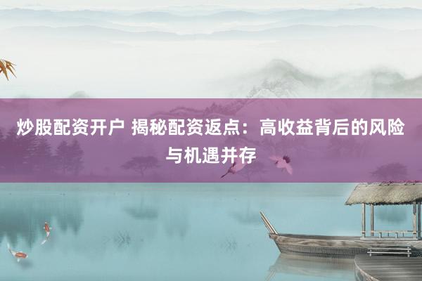 炒股配资开户 揭秘配资返点：高收益背后的风险与机遇并存