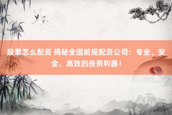 股票怎么配资 揭秘全国前规配资公司：专业、安全、高效的投资利器！