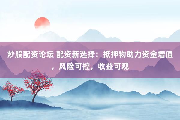 炒股配资论坛 配资新选择：抵押物助力资金增值，风险可控，收益可观