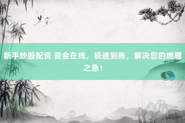新手炒股配资 资金在线，极速到账，解决您的燃眉之急！