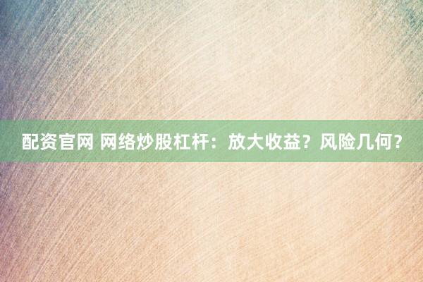 配资官网 网络炒股杠杆:放大收益?风险几何?