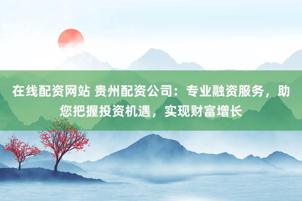 在线配资网站 贵州配资公司:专业融资服务,助您把握投资机遇,实现财富增长