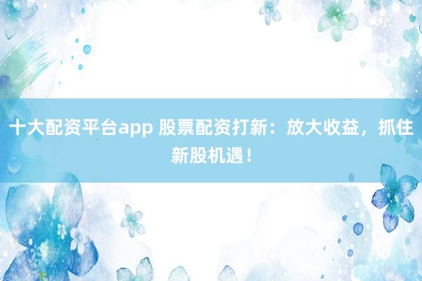 十大配资平台app 股票配资打新：放大收益，抓住新股机遇！