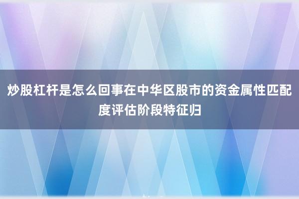 炒股杠杆是怎么回事在中华区股市的资金属性匹配度评估阶段特征归