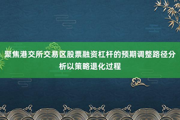 聚焦港交所交易区股票融资杠杆的预期调整路径分析以策略退化过程