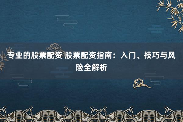 专业的股票配资 股票配资指南：入门、技巧与风险全解析