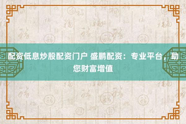 配资低息炒股配资门户 盛鹏配资：专业平台，助您财富增值