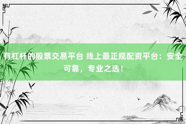 有杠杆的股票交易平台 线上最正规配资平台：安全可靠，专业之选！